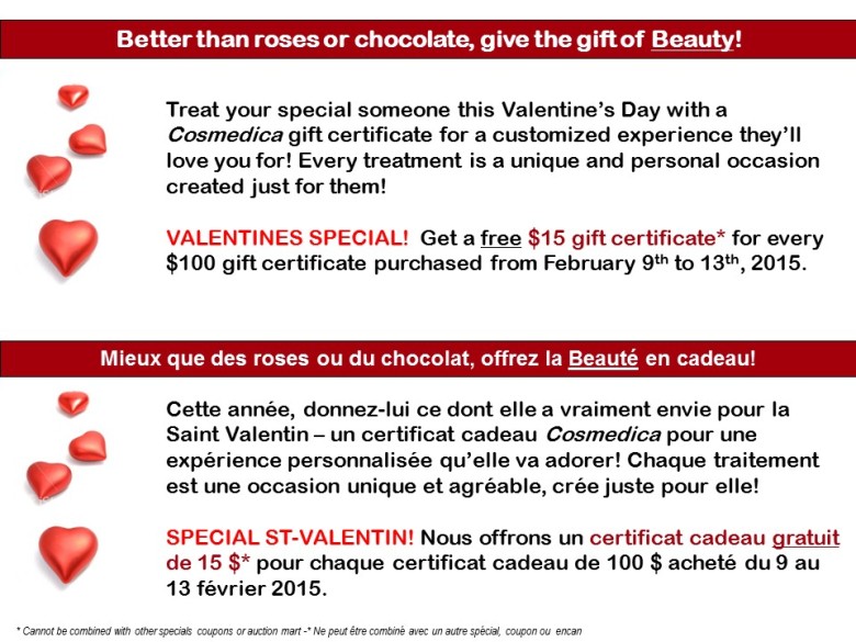 Valentine's special gift certificates - 2015
